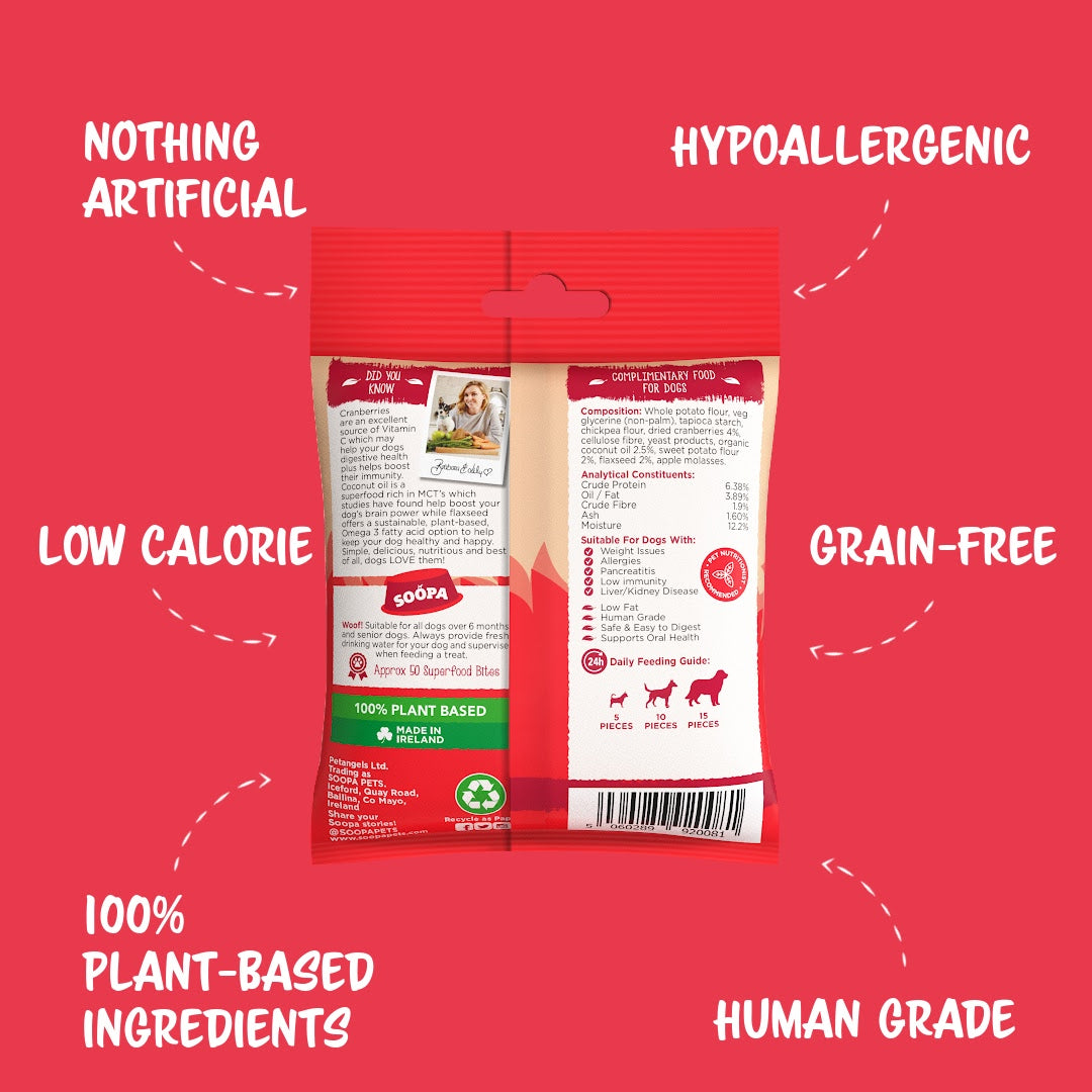 Soopa Dog Treats Cranberry & Sweet Potato Healthy Bites 50g