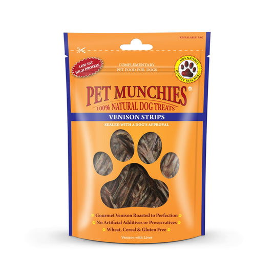 Pet Munchies Natural Venison Strips Dog Treats 75g