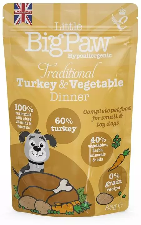 Little Big Paw Wet Dog Food Traditional Turkey & Vegetable Dinner Pouches 85g