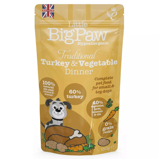 Little Big Paw Wet Dog Food Traditional Turkey & Vegetable Dinner Pouches Large 150g