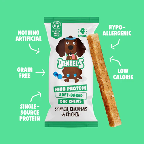 Denzel's Dog Chews High Protein Soft Baked Spinach Chickpeas & Chicken 75g