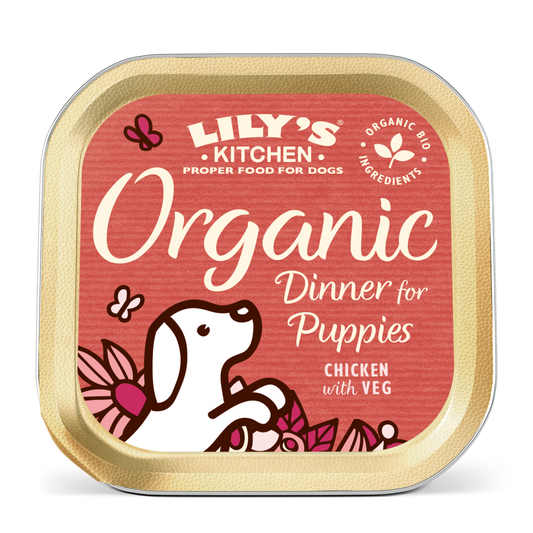 Lily's Kitchen Organic Dog Tray Dinner for Puppies Chicken with Veg 150g
